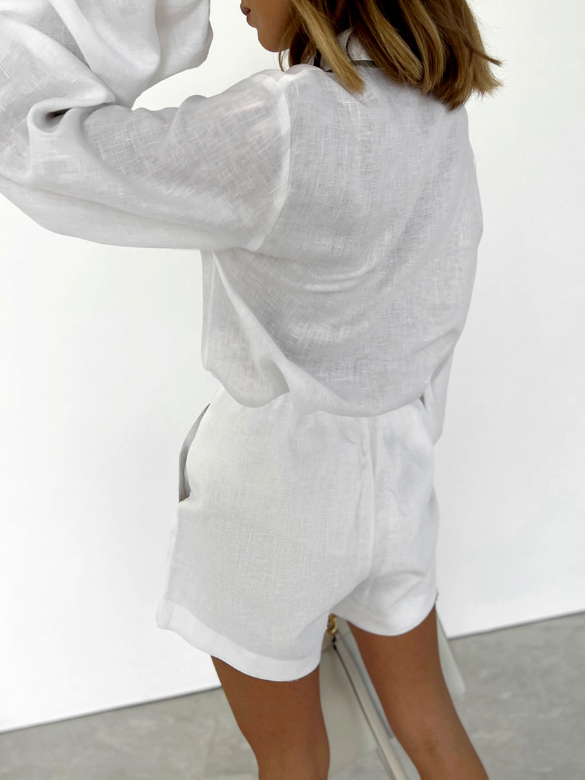 Two Piece Set Women Outfit 202 - Mens Linen Shirt Long Sleeve 评论和价格