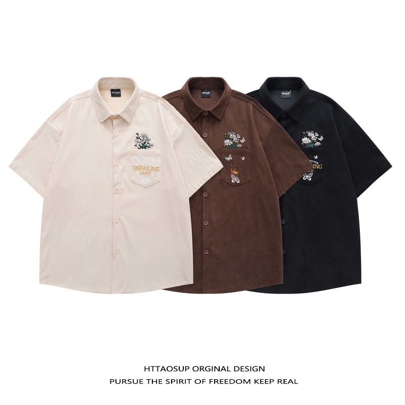 HTTAOSUP 2026 Men's Short Slee - Corduroy Button Up Shirt Men 评论和价格