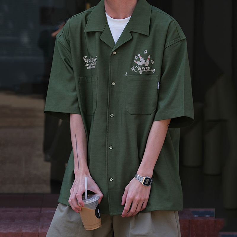 Bowling Embroidery Green Tooli - Short Sleeve Bowling Shirt Retro 评论和价格