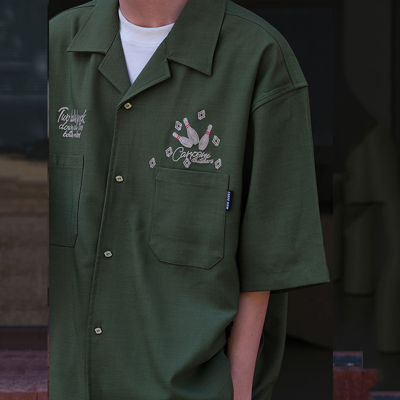 Bowling Embroidery Green Tooli - Short Sleeve Bowling Shirt Retro 评论和价格