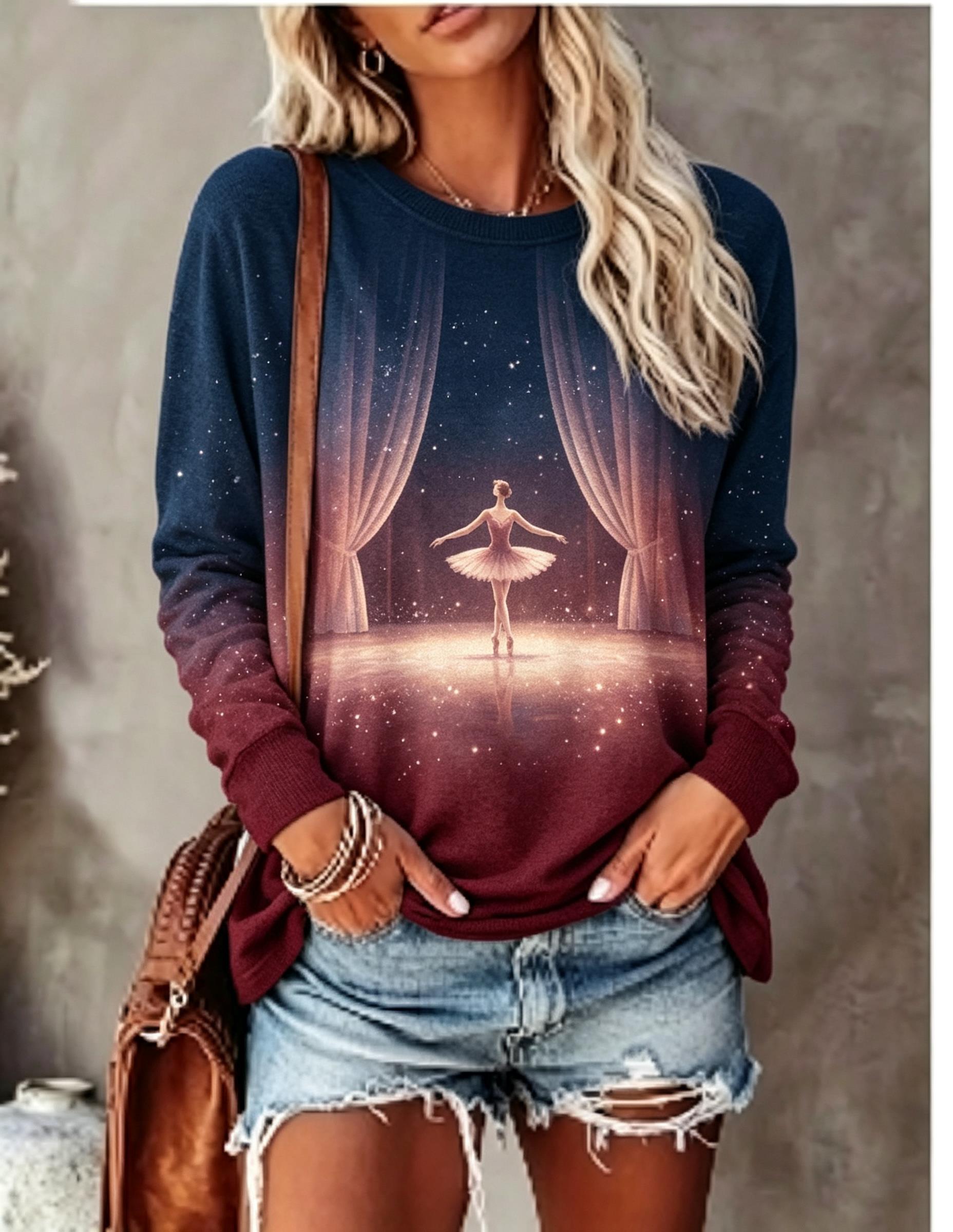 Women Long Sleeve T‑Shirt Ball - T-Shirts 评论和价格